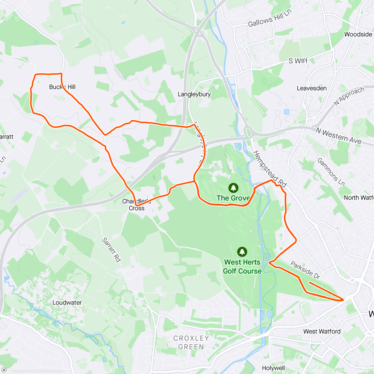 Map of the activity, Watford Half Marathon