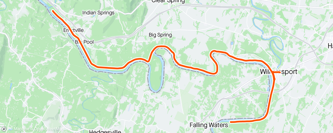 Map of the activity, Licking Creek to Cumberland Valley