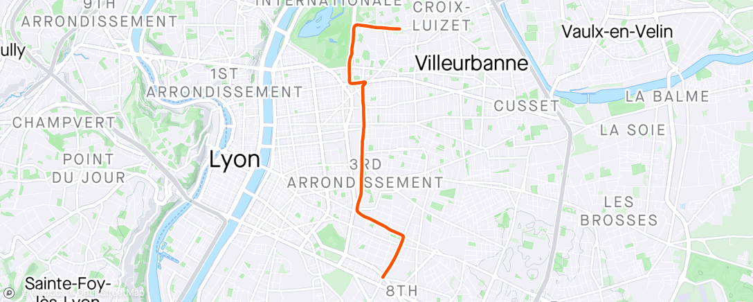 Map of the activity, Retour en velo'v pour s'aérer