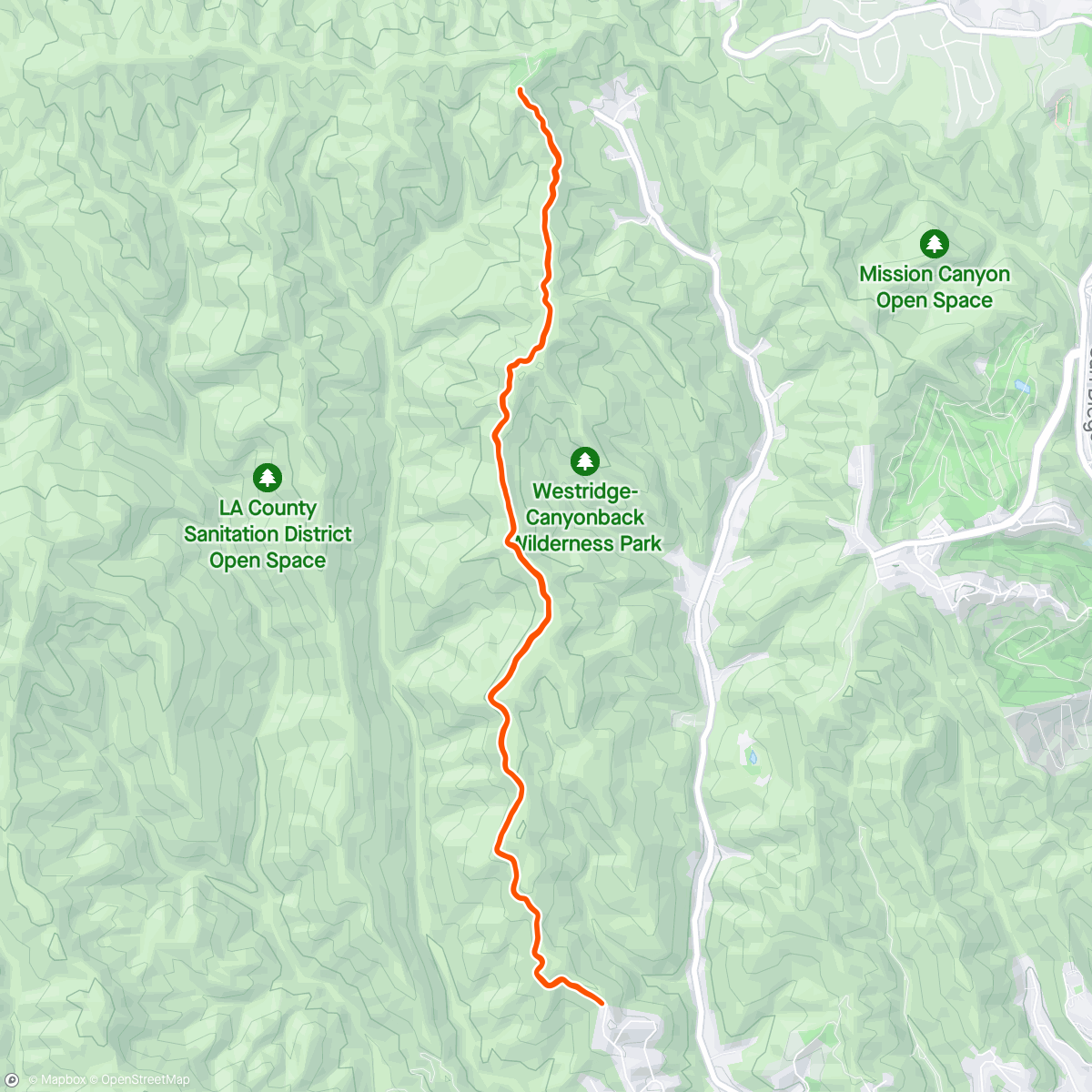 Mapa da atividade, Westridge recovery Trail Run
