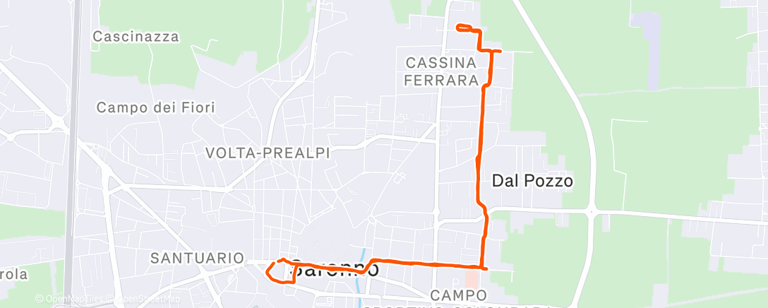 Map of the activity, Course à pied le matin