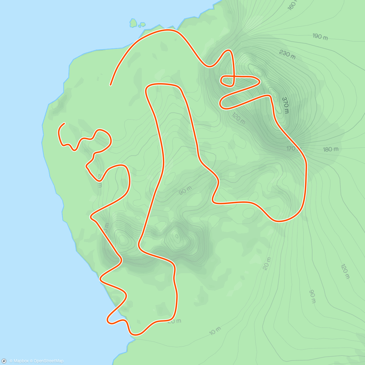 アクティビティ「Zwift - Hilly Route in Watopia」の地図
