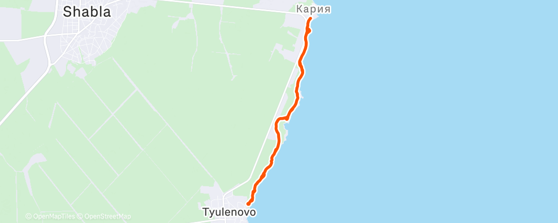 Map of the activity, Afternoon Run