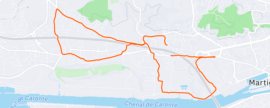 Map of the activity, Course à pied dans l'après-midi