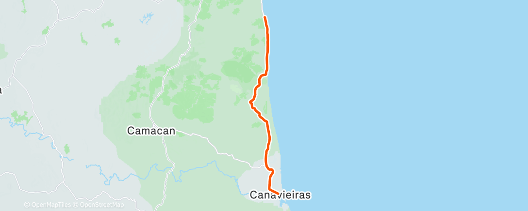 Map of the activity, 1° Trecho. Olivença - Canavieiras