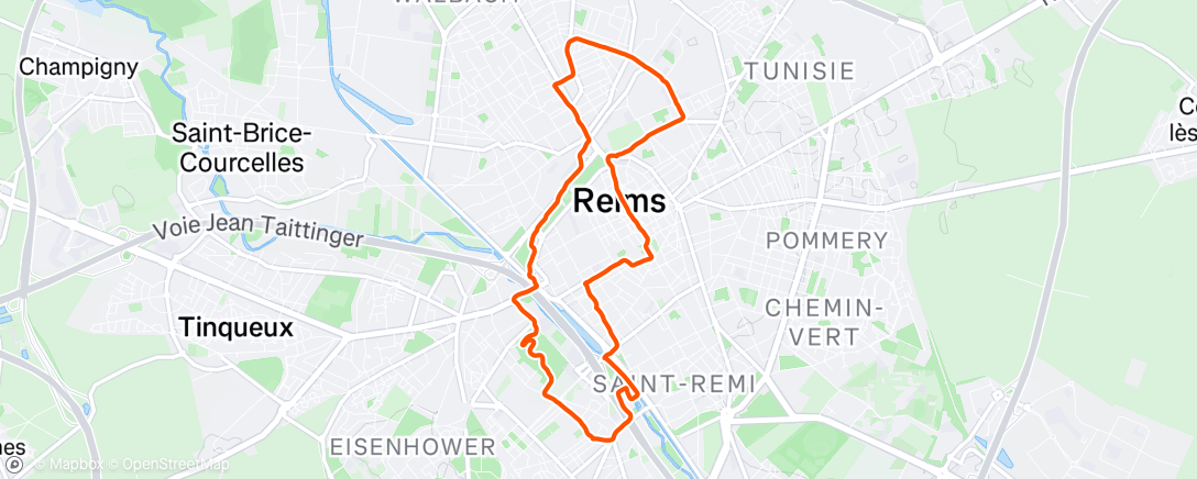 Map of the activity, Reims with 18yo nephew🏃🏃