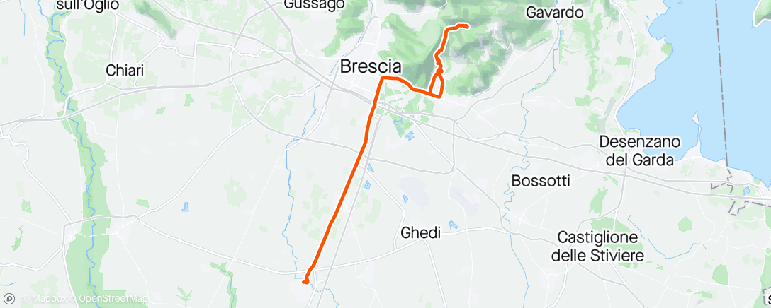 Mapa da atividade, San Gallo da Botticino fino al km 8 circa con gruppetto poi ritorno a casa da solo