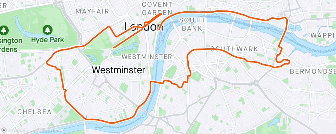 Map of the activity, Zwift - session B in London
