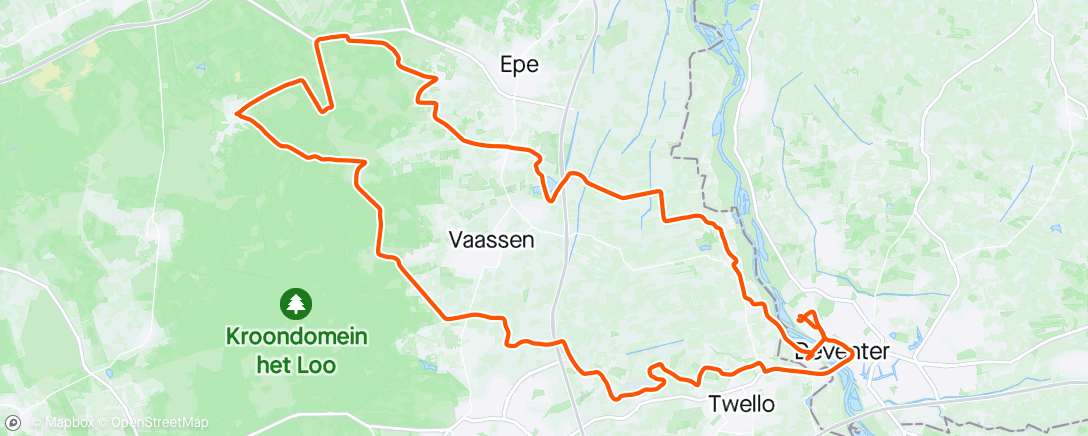 Map of the activity, Zaterdagmorgen rondje met de Zwaluwen Deventer. Lekke banden rondje
