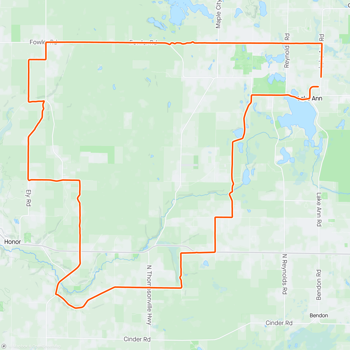 Map of the activity, Honor Gravel Ride
