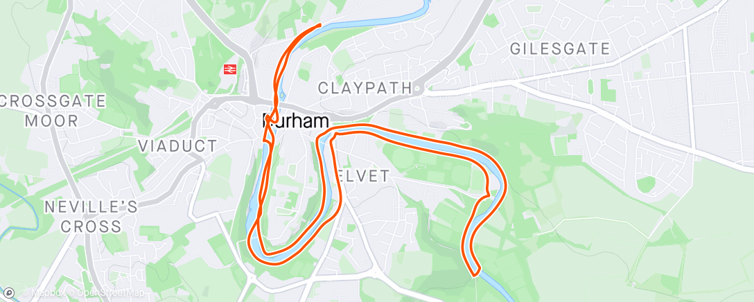 Map of the activity, Durham post-work sightseeing jog
