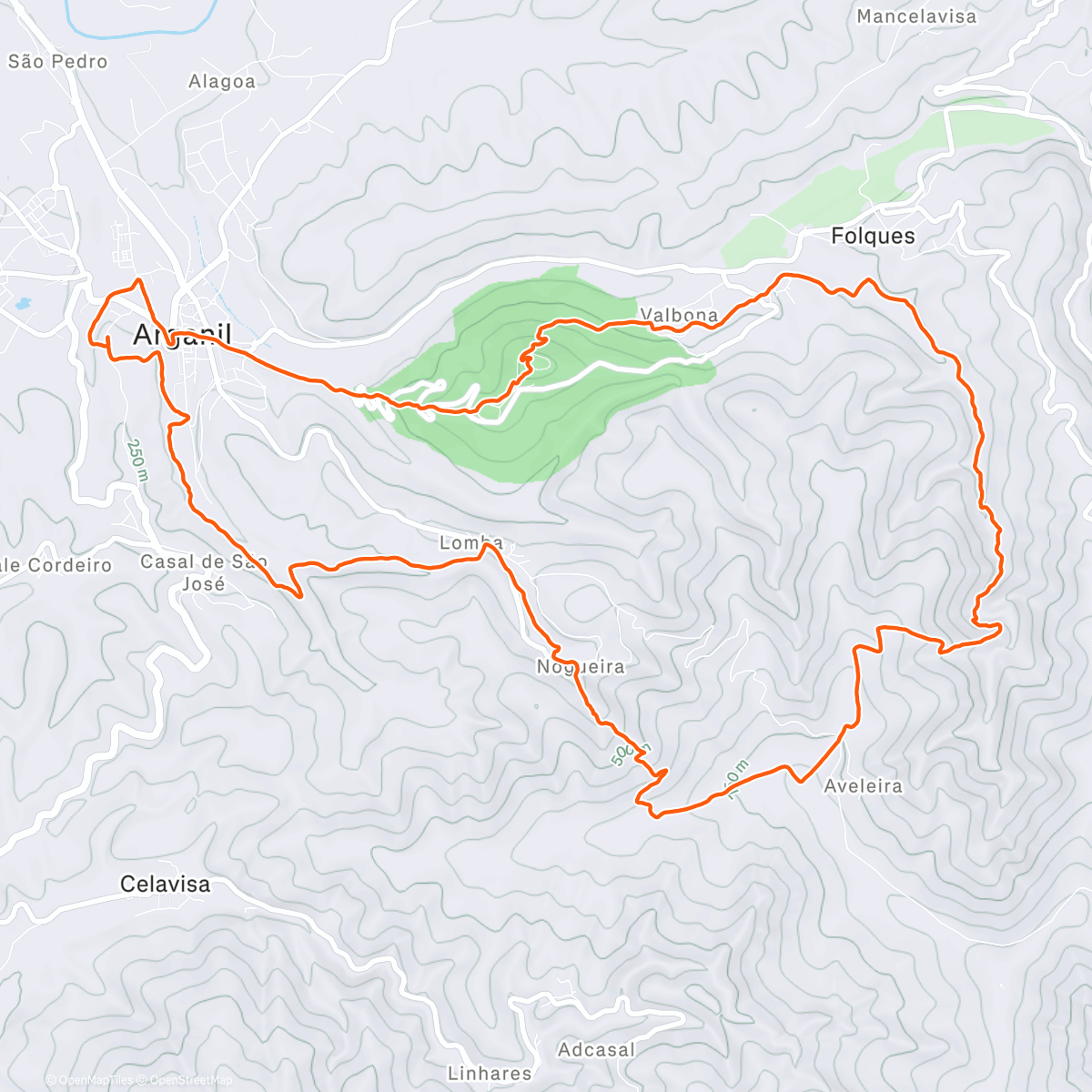 Map of the activity, 18Km Picos do Açor