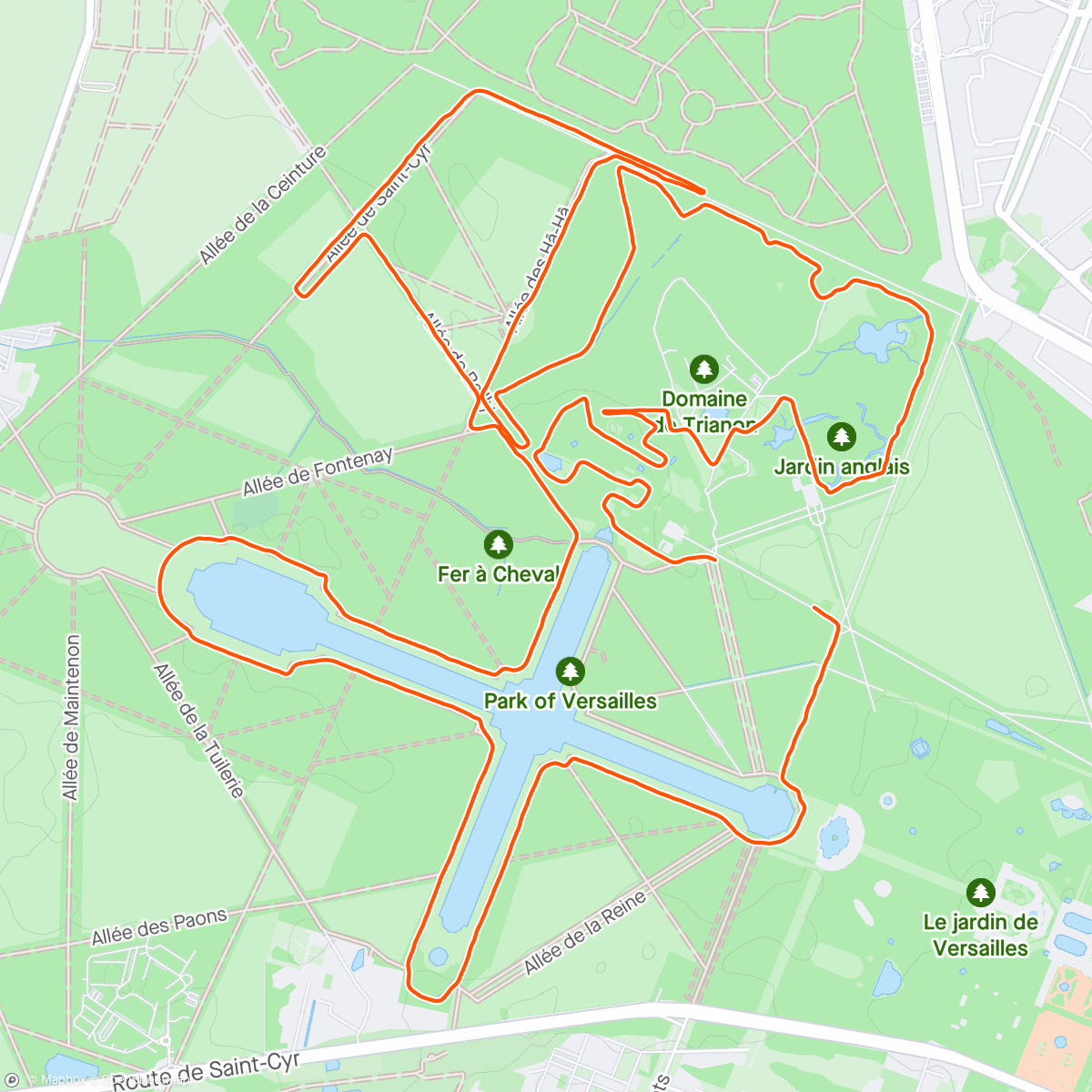 Map of the activity, Château de Versailles Running