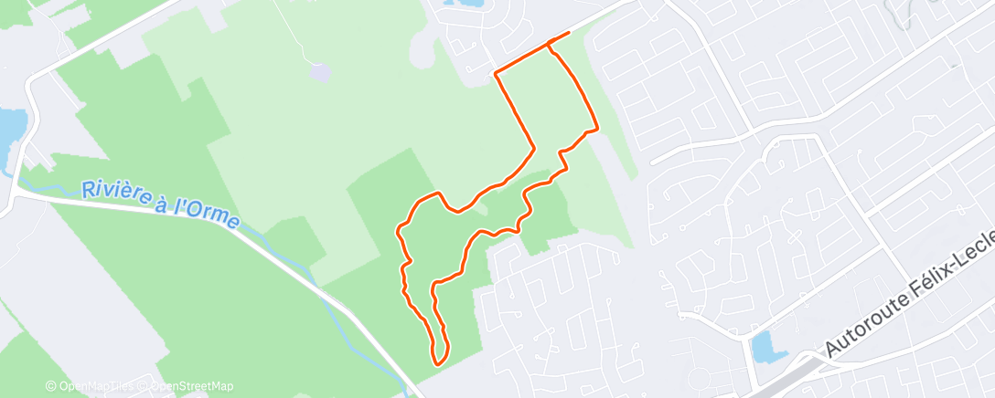 Map of the activity, Sunday morning trail run ❄️🎄