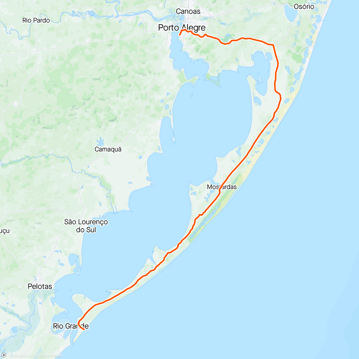 Map of the activity, Fleche 2024 - São José do Norte a Porto Alegre