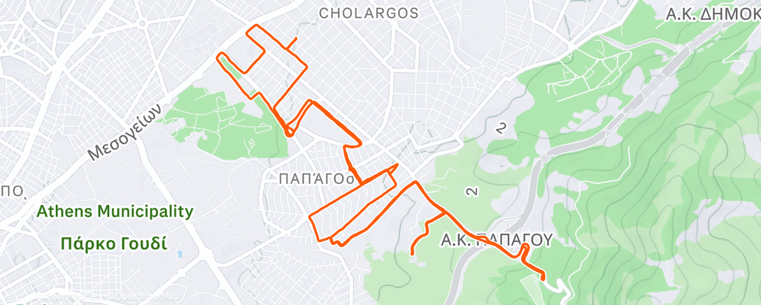 Map of the activity, Evening Run