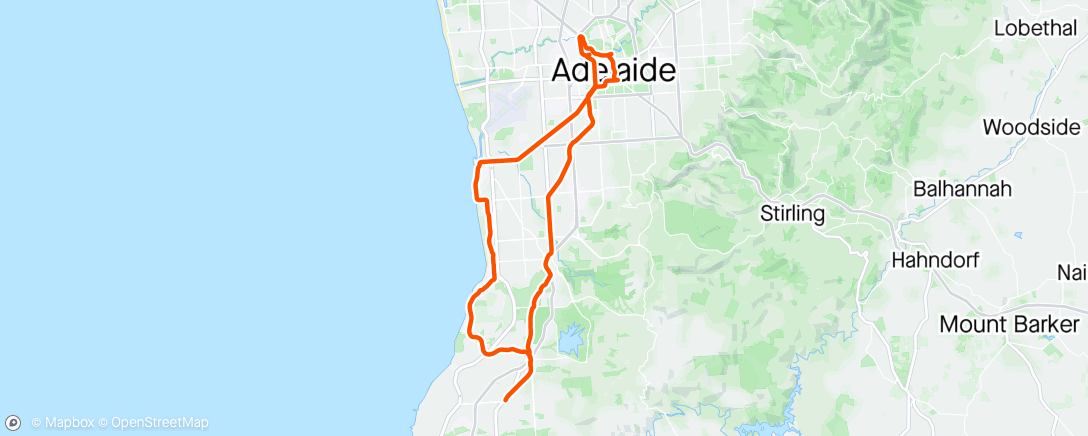 Map of the activity, City loop to watch Anzac parade with Geoff