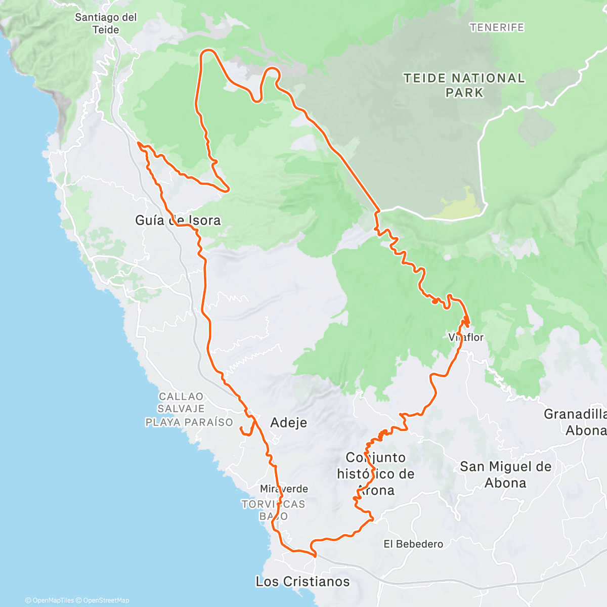 Map of the activity, El Teide
