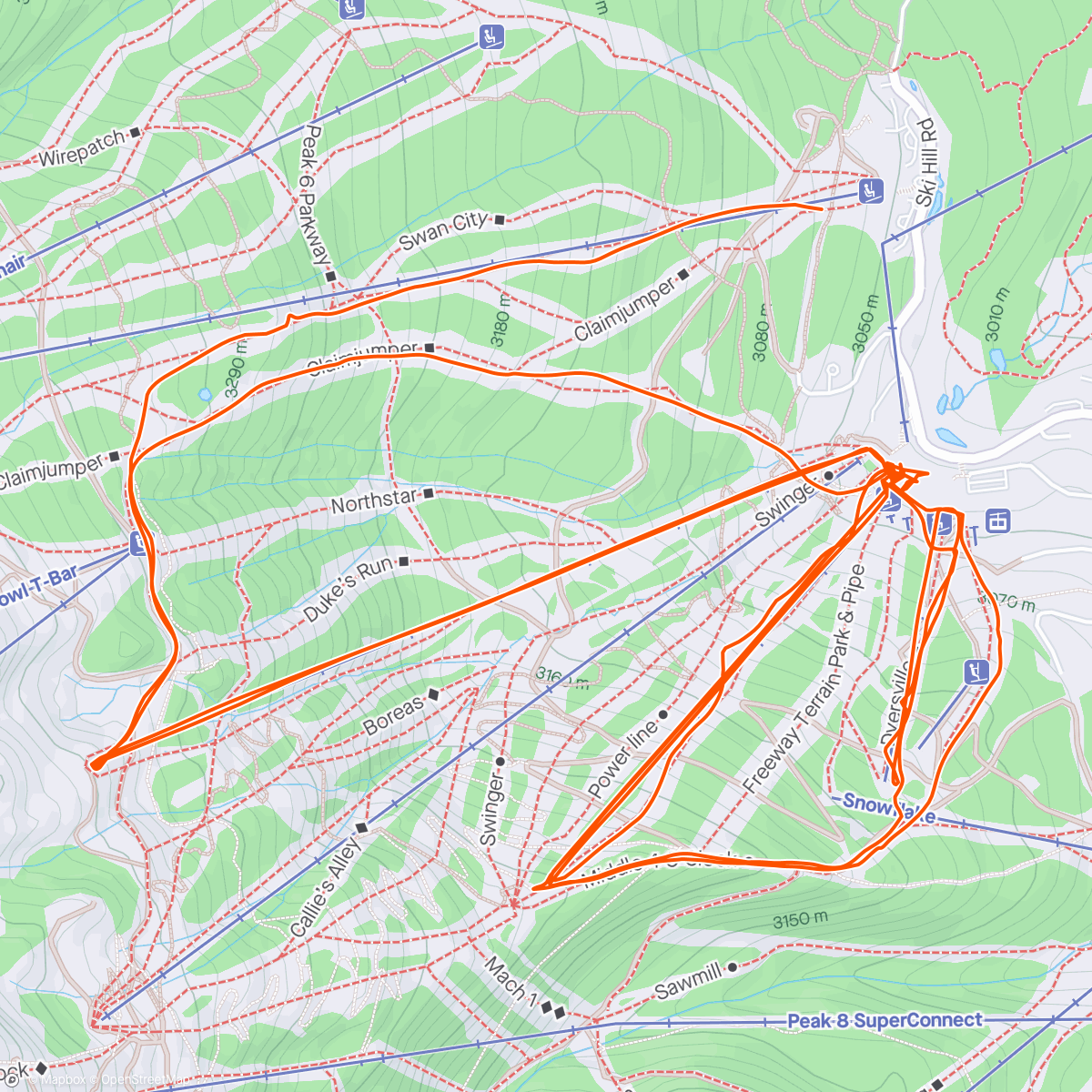 Map of the activity, Spring skiing 😎