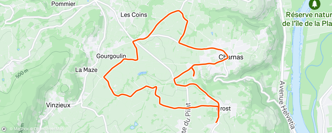 Map of the activity, Course à pied le matin