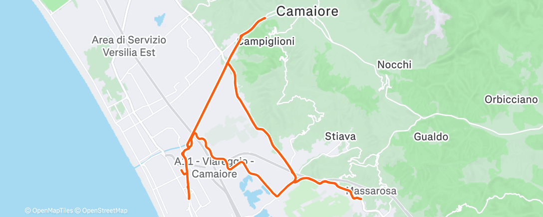 Map of the activity, Pedalata mattutina