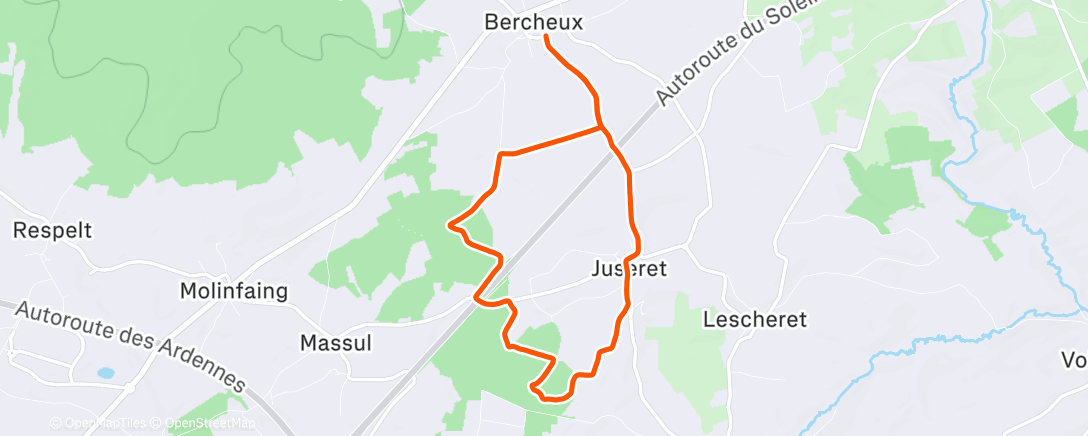 Карта физической активности (Course à pied dans l'après-midi)