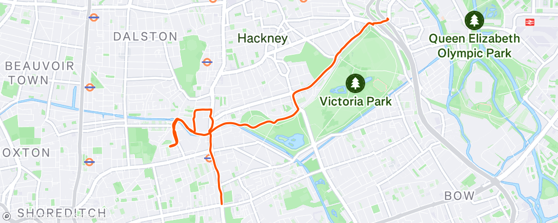 Map of the activity, Hackney HM cheering and walking