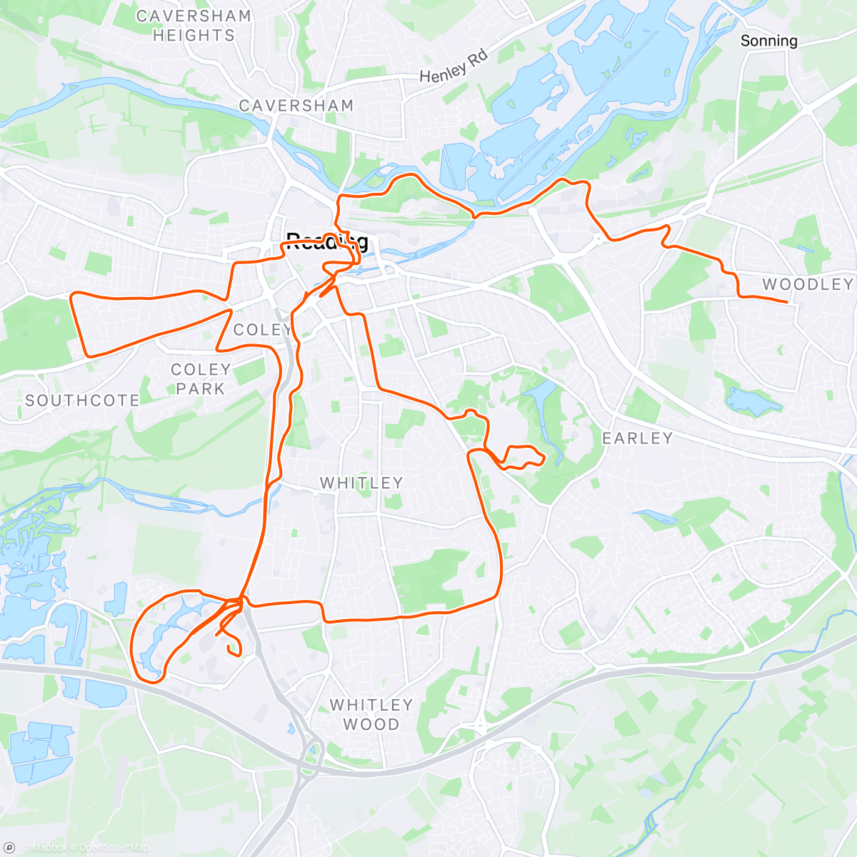 Map of the activity, Long run including Reading Half
