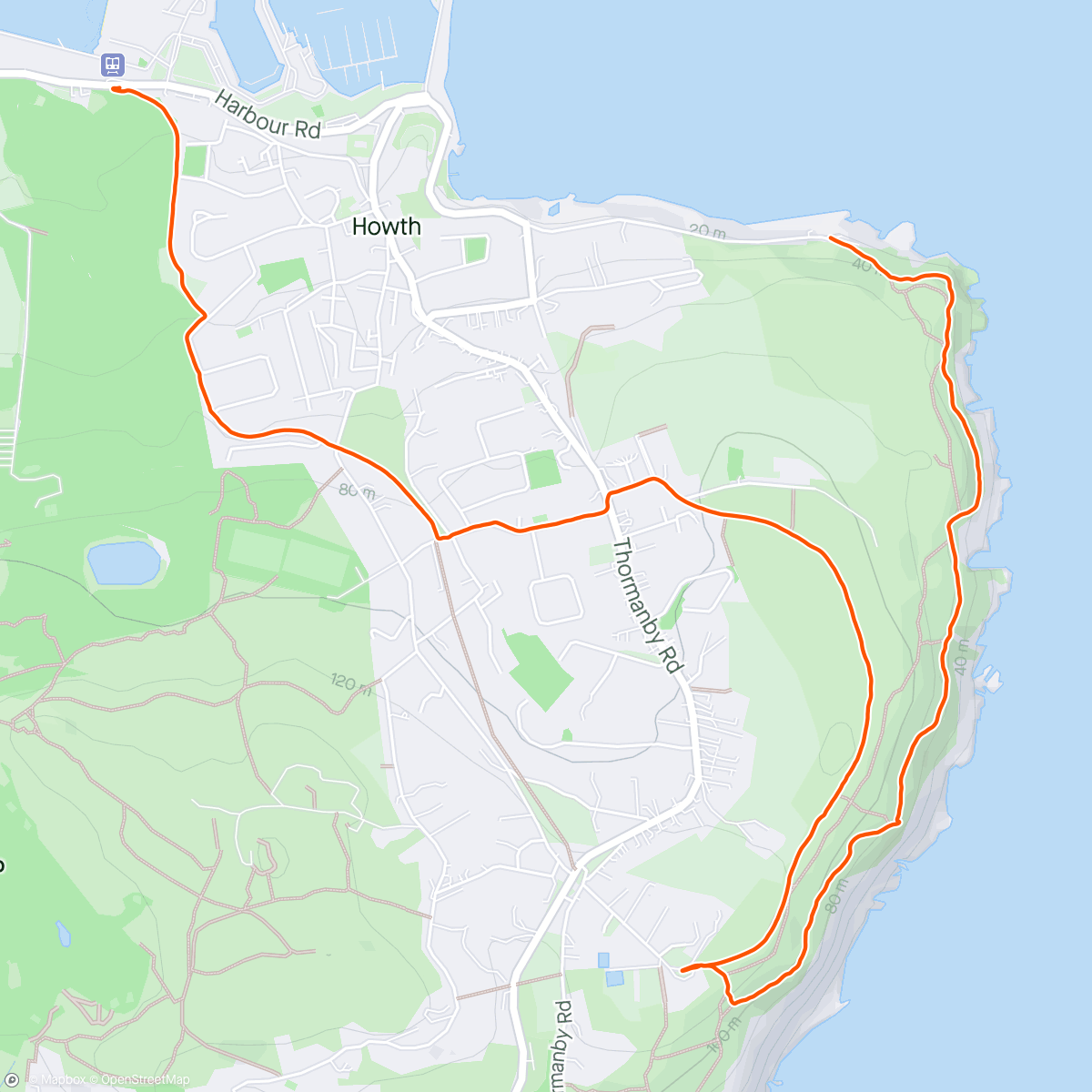 Map of the activity, Cliffs of Howth