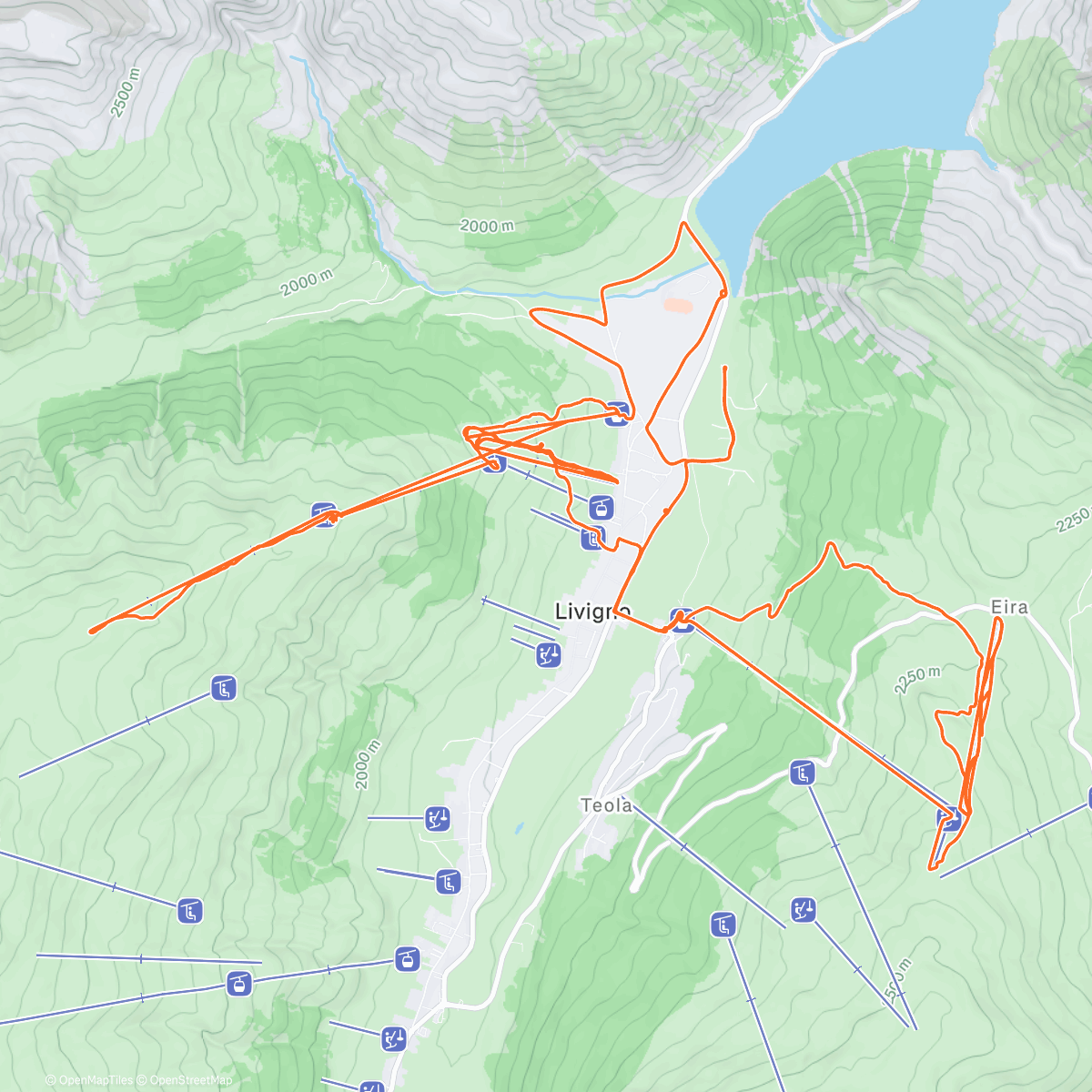 Map of the activity, Livigno ski day 2