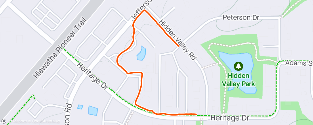 Map of the activity, Another neighborhood moonrise rucking hike