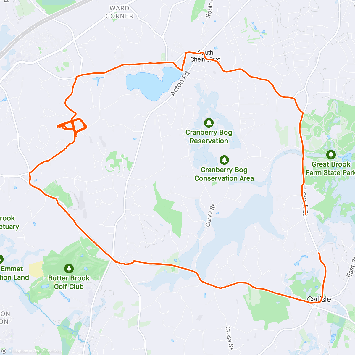Map of the activity, South Chelmsford - Carlisle Center