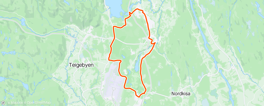 Map of the activity, En rask sykkeltur etter gåtur.