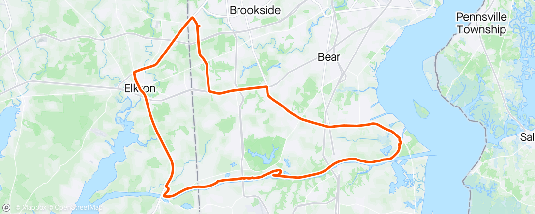 Карта физической активности (Ride 64 2024 Delaware City Loop, late start due to meeting for work)