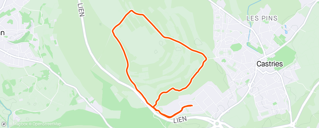 Map of the activity, Footing avec 2km @80%
