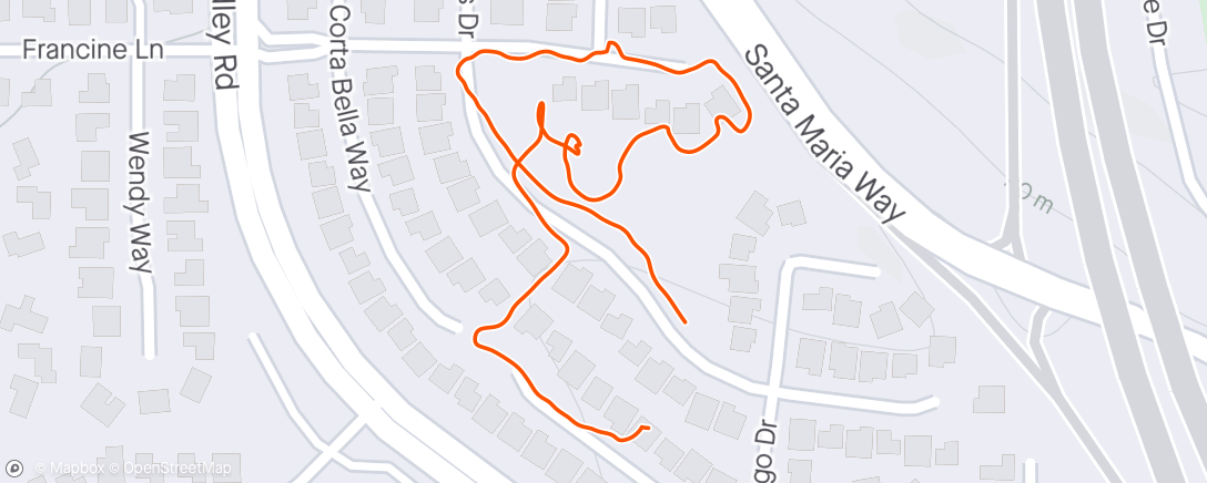 Map of the activity, Sunset family walk around the neighborhood