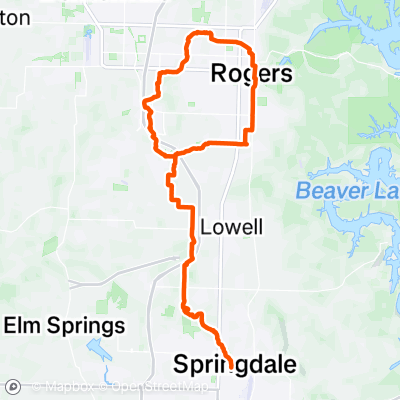 Rogers to Springdale via Railyard Loop & Razorback Trail | 39.3 mi ...