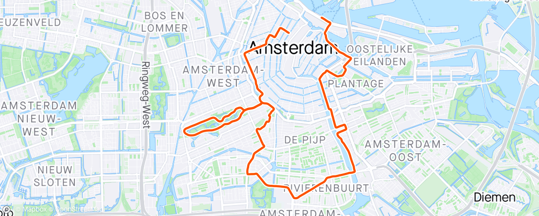 Map of the activity, Ij - Amstel - Oud Zuid - Vondelpark
