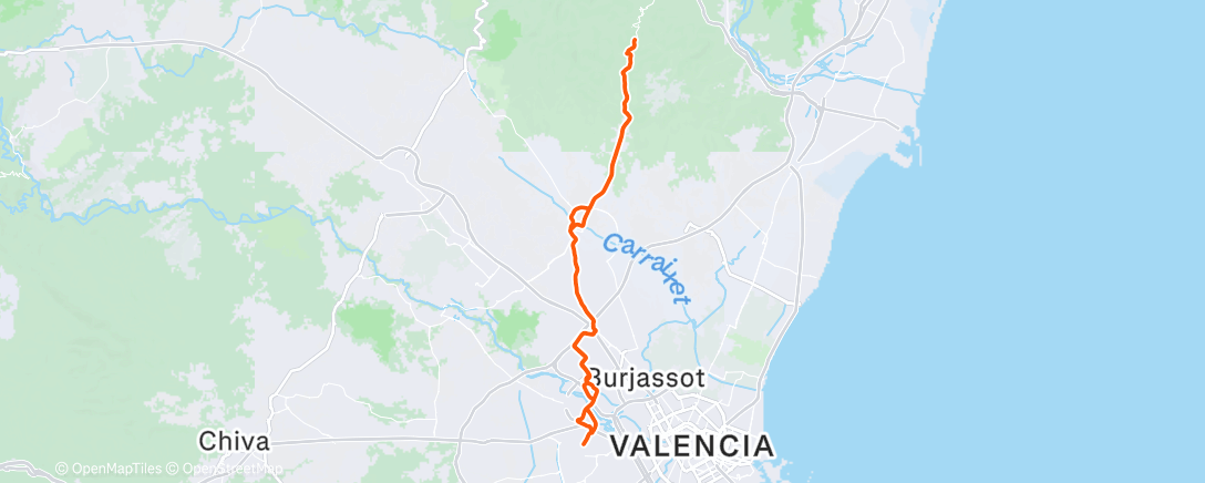 Map of the activity, Bicicleta por la tarde