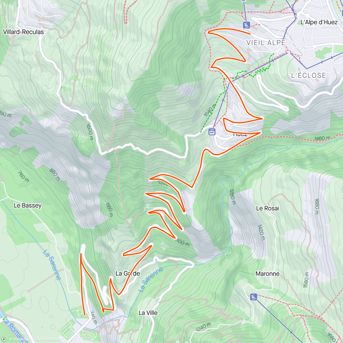 活动地图，BKOOL - Descenso Alpe d'Huez