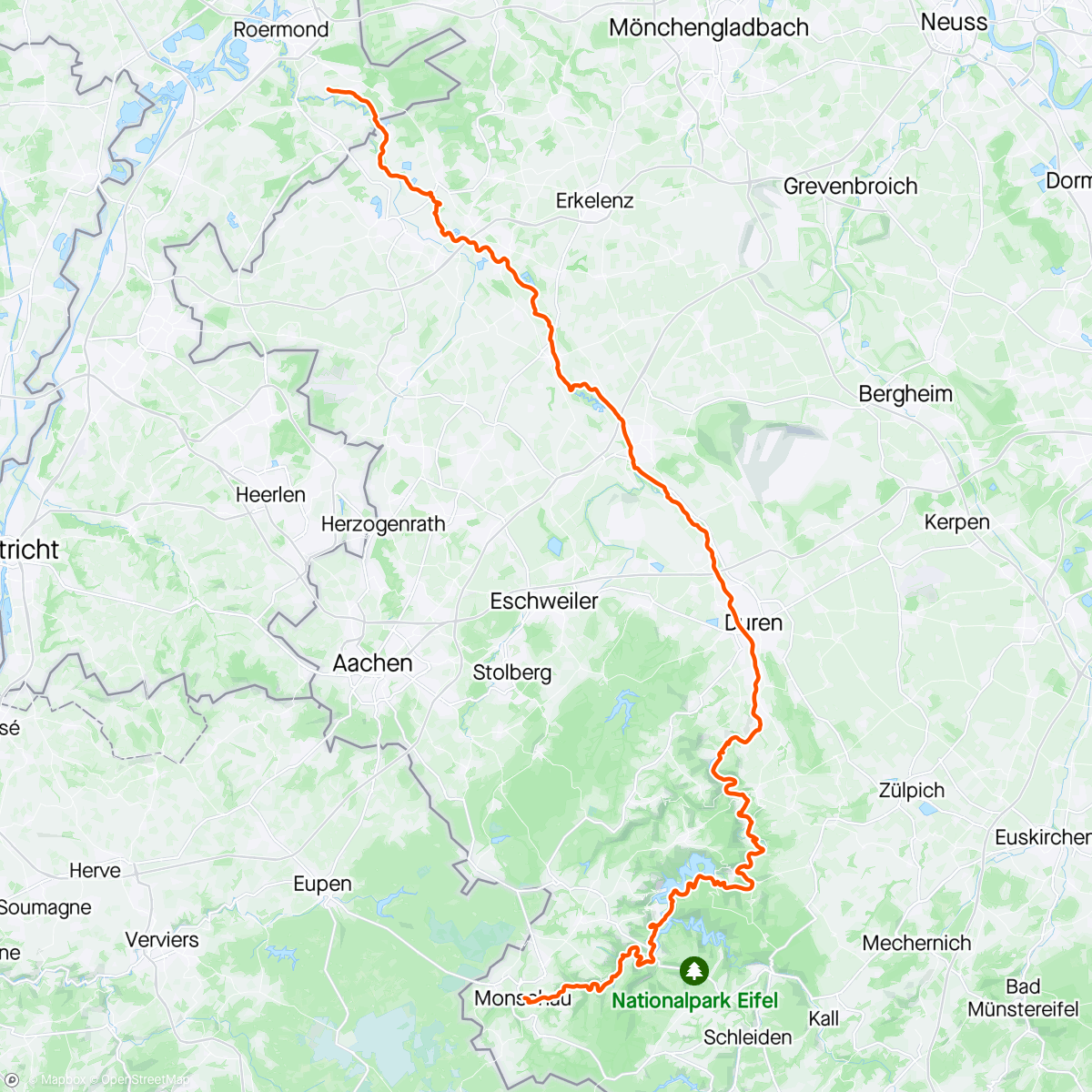 Map of the activity, 🚴‍♂️  ATB Monschau - Melick 2024
