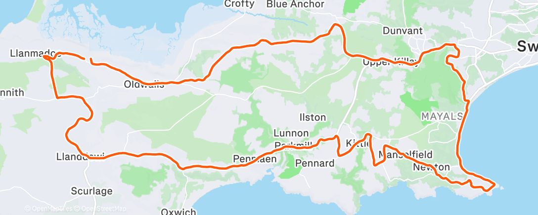 Map of the activity, Lunch Ride