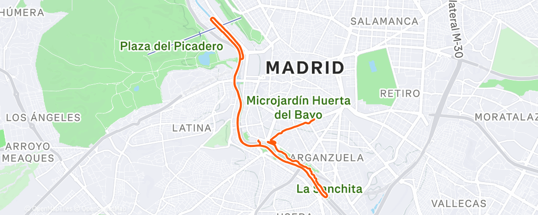 Map of the activity, 14K Progresivo de 5:50 a 4:45