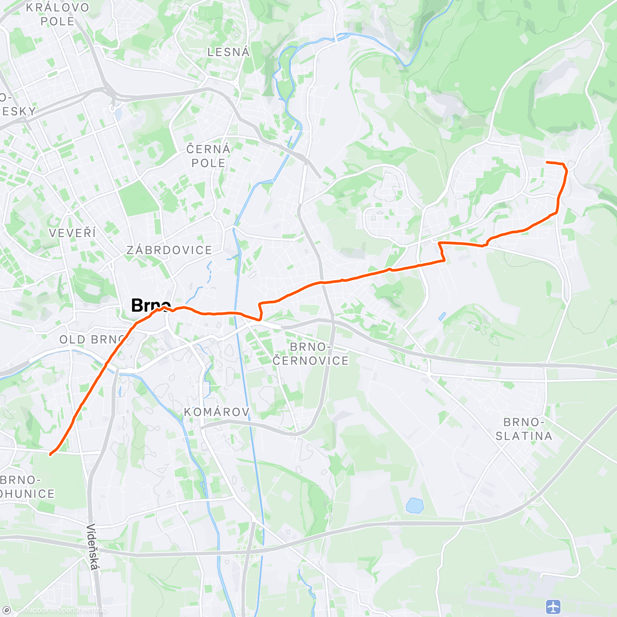 Map of the activity, Sobotní 🥾 walk z Líšně na Centrálku ♣️ pozdravit příbuzenstvo🪦🌤