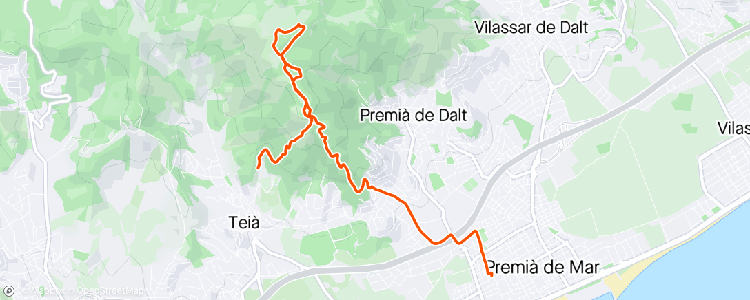 Map of the activity, Bicicleta de montaña eléctrica vespertina