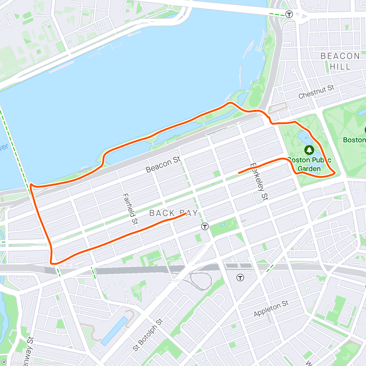 Map of the activity, Bandit Boston marathon shakeout 💙💛