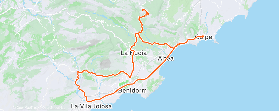 Map of the activity, Cycling