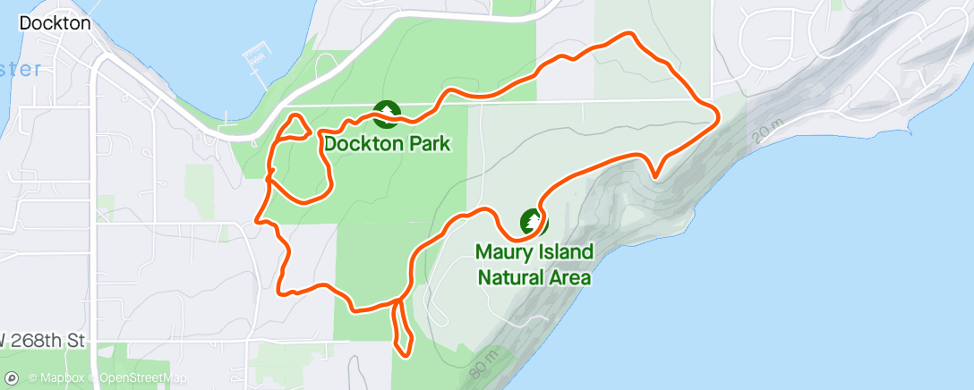 Map of the activity, Dockton trail run