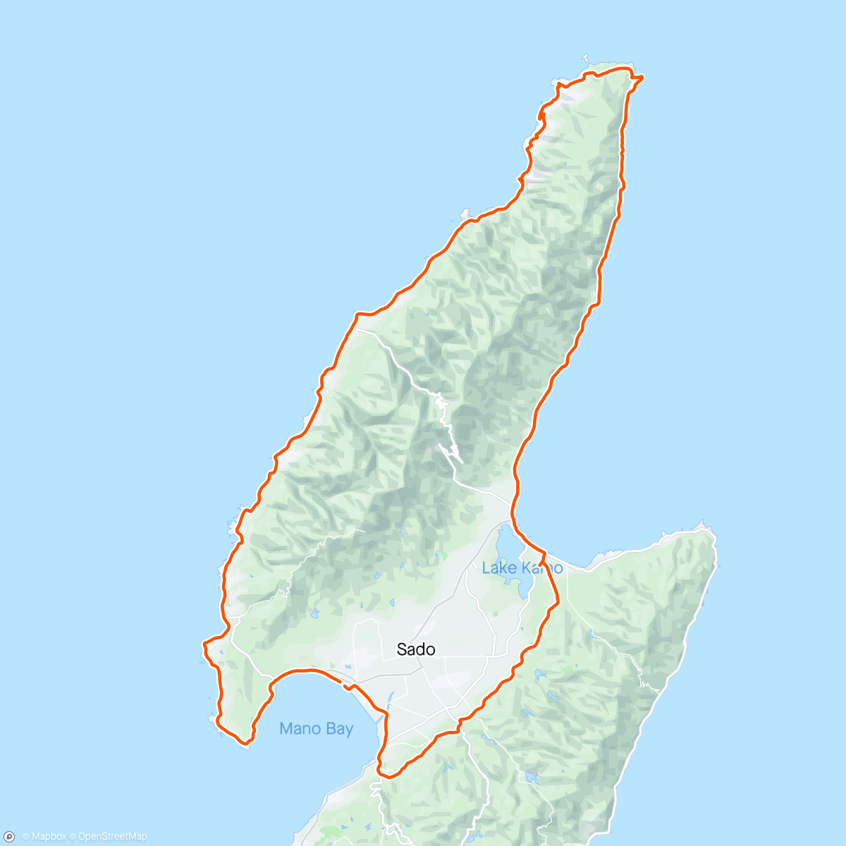 Mapa da atividade, 佐渡ロングライド (130キロ)