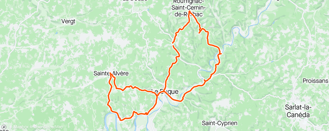 Map of the activity, Périgord etape4. Le Bugue, les Eyzies, Thonac, Fleurac, Rouffignac. Superbe ! De surcroît temps sec et ensoleillé…